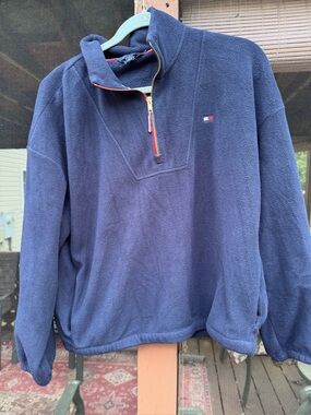 Tommy Hilfiger Men’s Navy Fleece Quarter Zip Pullover L